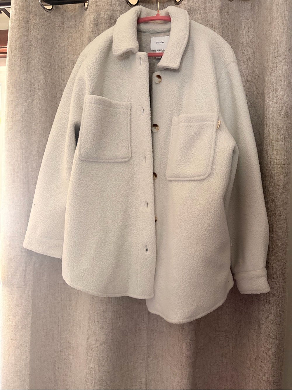 🤍 Martha Stewart cream sherpa/teddy coat